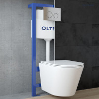 Zestaw Oltens Hamnes miska WC z deską wolnoopadającą i stelaż podtynkowy Triberg Torne 5w1 z przyciskiem spłukującym